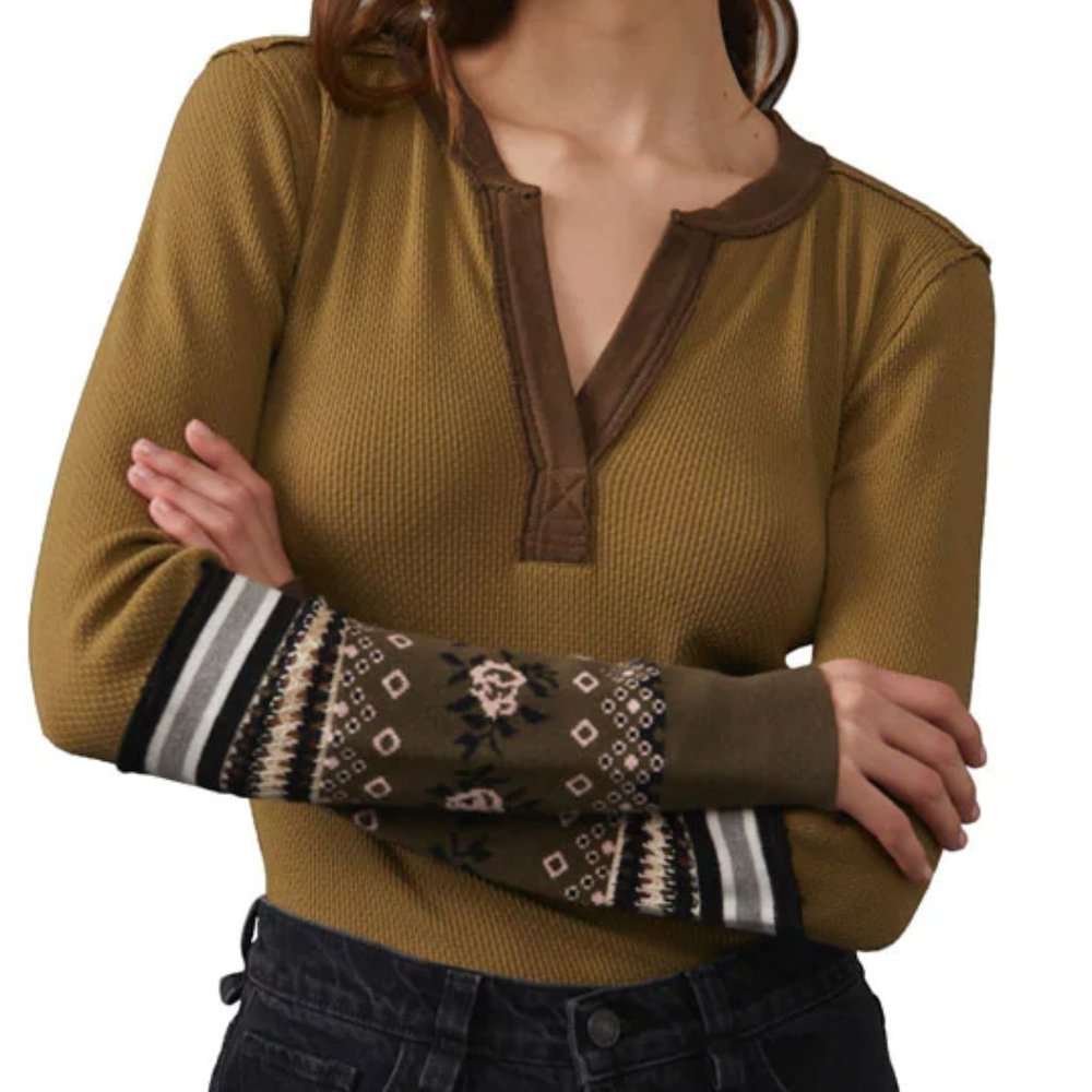 We the Free Mikah Layering Cuff Top in Grunge Combo